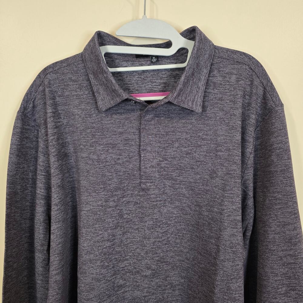 Men's WestZeroOne Heathered Purple Long Sleeve Polo Shirt | Size XL - Picture 3 of 8